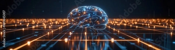 Fototapeta Illustrate the future of artificial intelligence with quantum machine learning