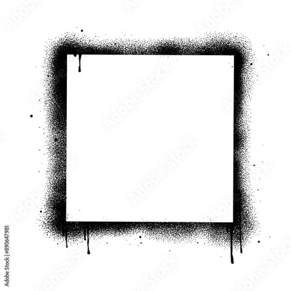 Fototapeta Spray paint graffiti stencil frames. Black airbrushing paint banner, stenciling backdrop and spray paint texture borders. Brush splash abstract rectangular stencil border. Isolated vector icons set