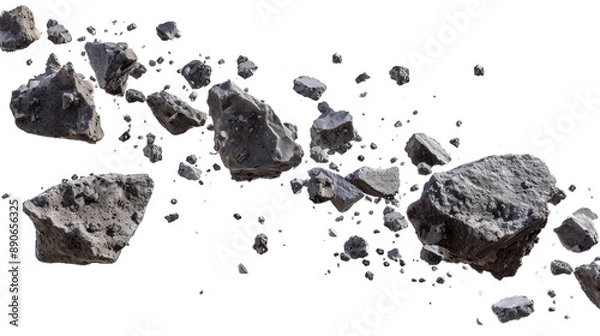 Fototapeta Black rocks on transparent background or PNG file.