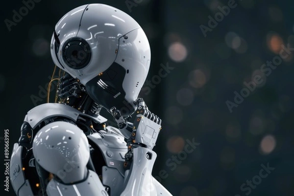 Fototapeta Close-up of a humanoid robot close up
