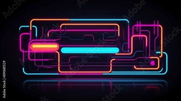 Fototapeta Stunning Abstract Neons in the Dark, Featuring Vibrant Colors and Dynamic Patterns, Perfect for Modern Digital Art, Backgrounds, and Trendy Visual Design Projects