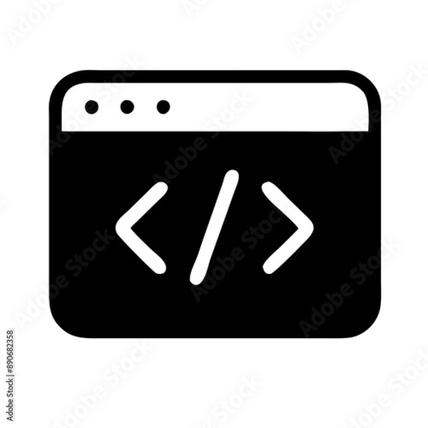 Fototapeta javascript,  Black  Icon, Minimalist, Black and White, vector