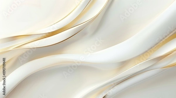 Fototapeta Minimalistic and sleek white silk texture with elegant golden details, perfect for background applications
