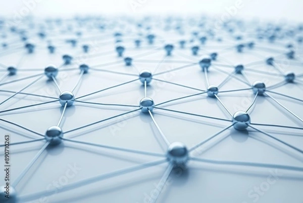 Fototapeta Network concept with interconnected nodes forming a cohesive system