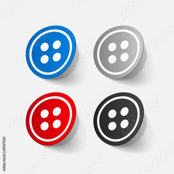 Fototapeta Realistic paper sticker: sewing Button