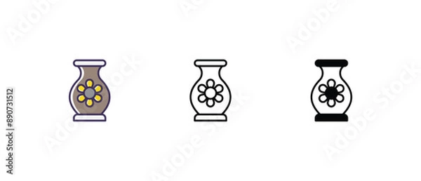 Fototapeta Vase Icons thin line and glyph vector icon stock illustration