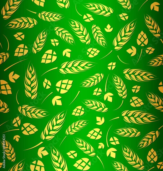 Obraz Decorative vector seamless pattern with hops and malt
