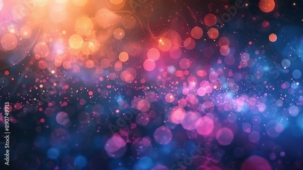 Fototapeta Abstract blur neon background with color glow light flare bokeh sparks texture and defocused blue red and purple rays on a dark abstract overlay
