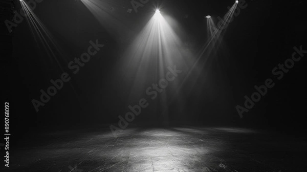 Fototapeta Dimly lit stage background, a bright spotlight