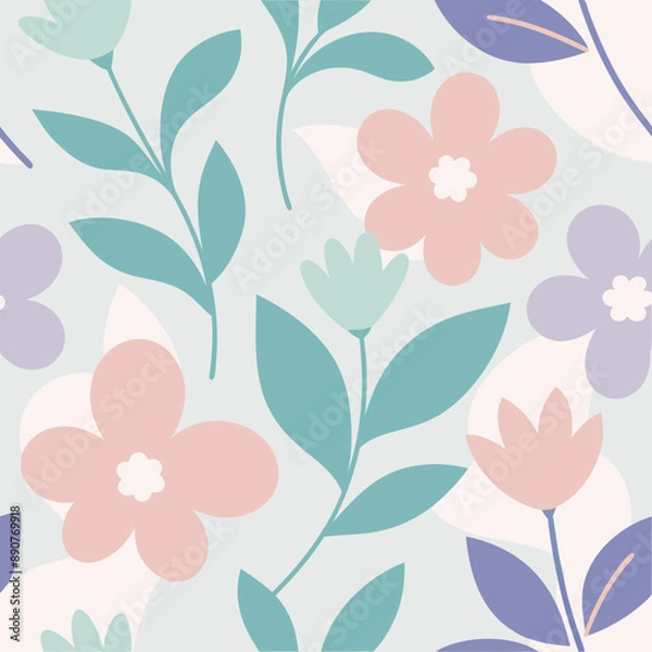 Fototapeta Pastel colored floral patterns