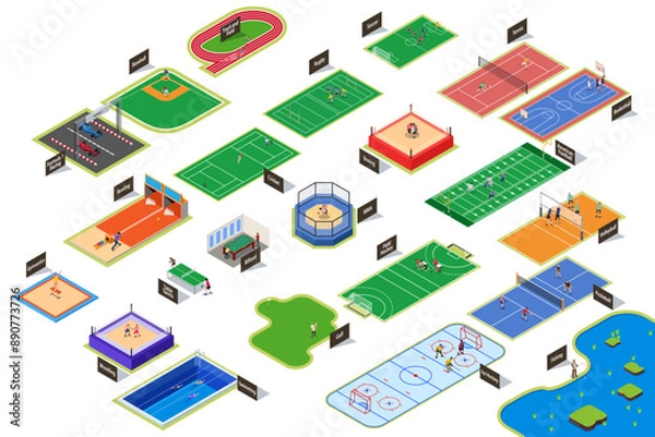 Obraz Isometric Different Sport Courts Vector Illustration