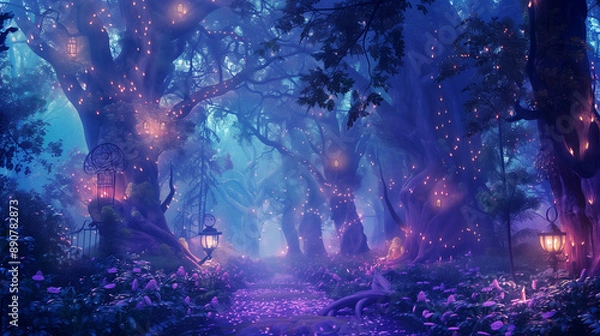 Obraz Magical fantasy fairy tale scenery night in a forest