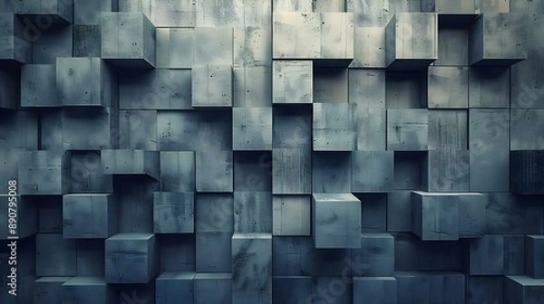 Fototapeta Urban architecture with concrete blocks