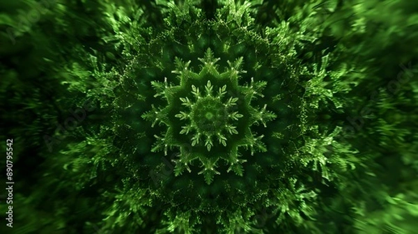 Fototapeta Hypnotic kaleidoscope background with green motion