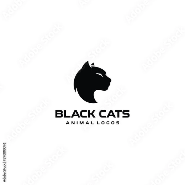 Fototapeta cat head silhouette logo design vector