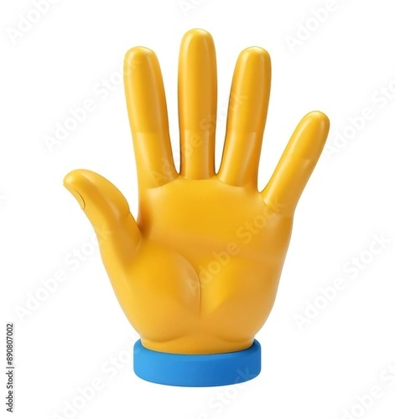 Fototapeta five fingers hand emoji yellow 3d