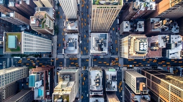 Obraz Aerial view of New York downtown buildings