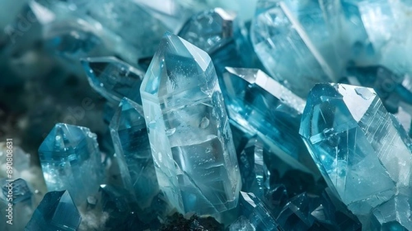 Obraz Close-up of natural mineral aquamarine crystals