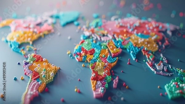 Fototapeta Colorful World Map with Artistic Design