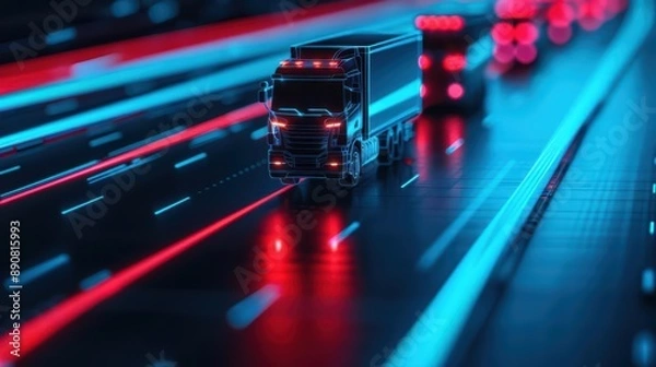 Fototapeta Cuttingedge tools for monitoring fleet performance in an ultramodern, supernatural scene, with copy space