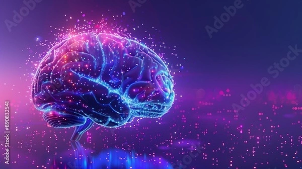 Obraz Brain Forming New Neuronal Connections with Code and Gradient Colors