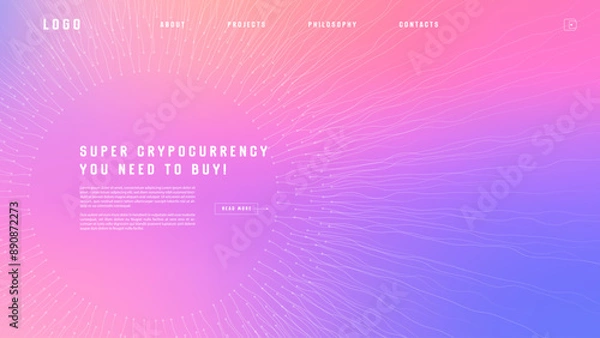 Fototapeta Landing page abstract design with expansion of line element. Template for website or app with tentacle shape.