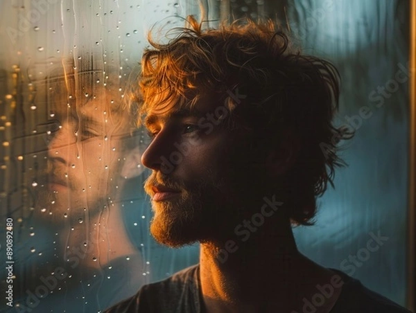 Fototapeta A photographer experimenting with depth of field in a portrait, blurring the background for emphasis