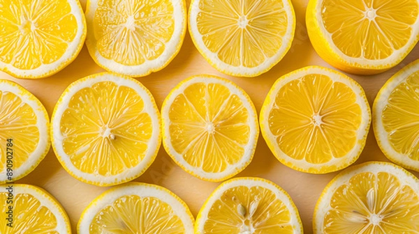Obraz citrus fruit slices on yellow background