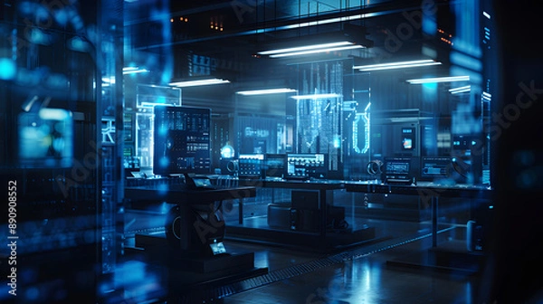 Fototapeta 
Qualcomm Zeroth NPU Illuminated by the Glow of Cutting-Edge Technology in a Futuristic Laboratory Setting