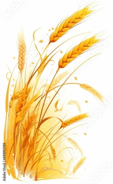 Fototapeta Simple symmetrical wheat logo design with an orange and white color scheme on a white background. Ideal for branding and minimalist designs.