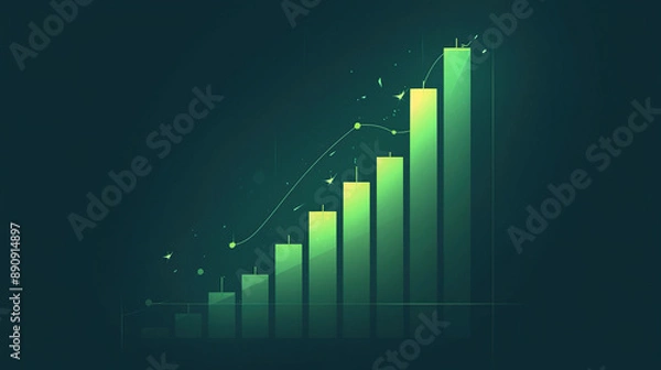 Obraz simple flat color vector art of an graph going up