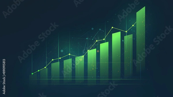 Fototapeta simple flat color vector art of an graph going up