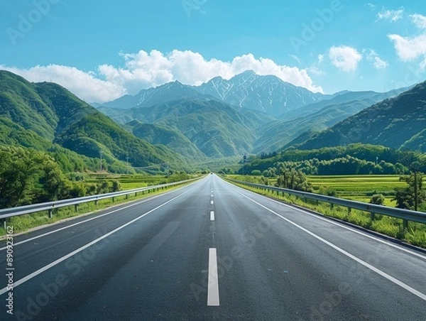 Fototapeta Endless Freedom: Empty Highway Beneath Clear Skies