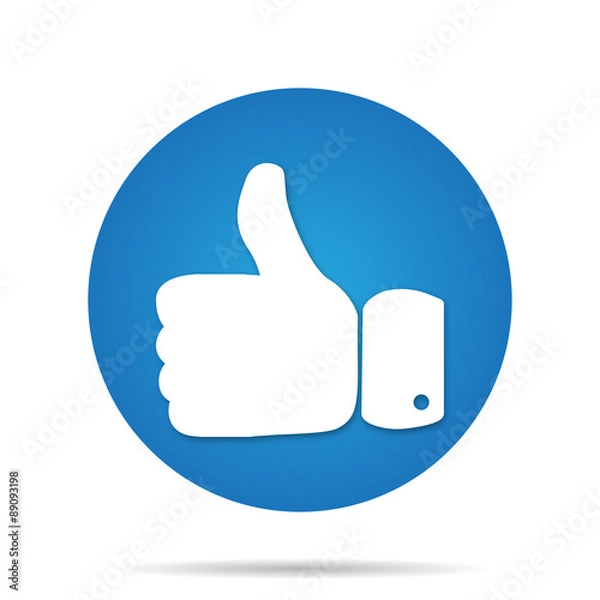 Fototapeta thumb up icon on blue circle background