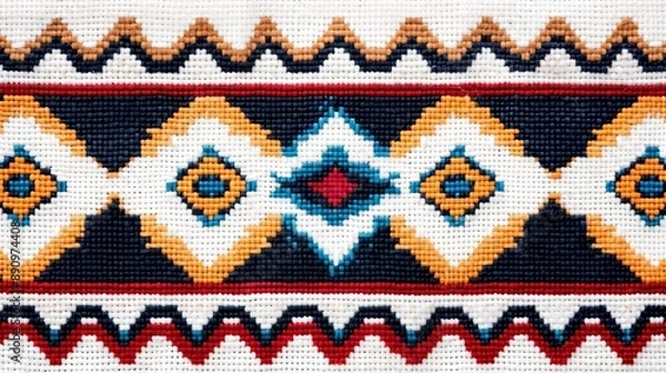 Fototapeta Traditional Celtic cross-stitch border with intricate knots and swirls