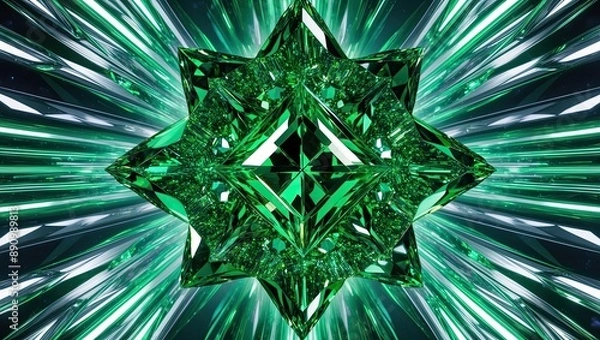 Fototapeta Vibrant green crystal subject in 12K Ultra HD Resolution digital medium