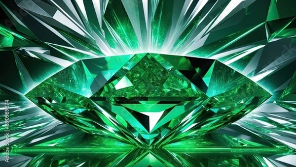 Fototapeta Vibrant green crystal subject in 12K Ultra HD Resolution digital medium