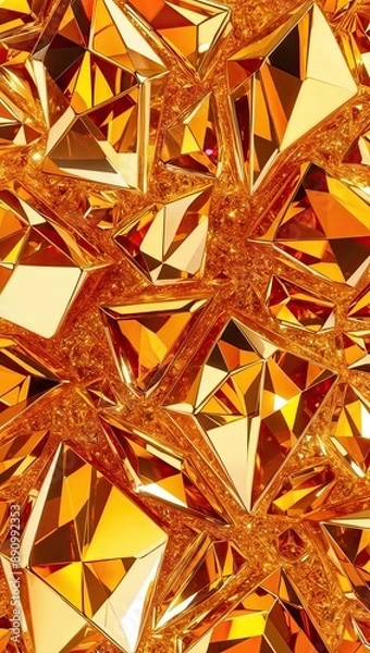 Fototapeta Vibrant abstract golden crystal background, captured in breathtaking 12K Ultra HD Resolution