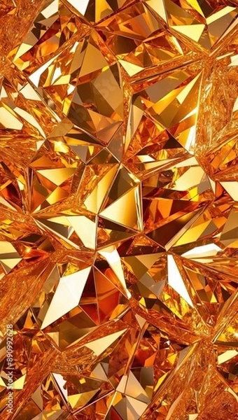 Fototapeta Vibrant abstract golden crystal background, captured in breathtaking 12K Ultra HD Resolution
