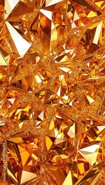Fototapeta Vibrant abstract golden crystal background, captured in breathtaking 12K Ultra HD Resolution