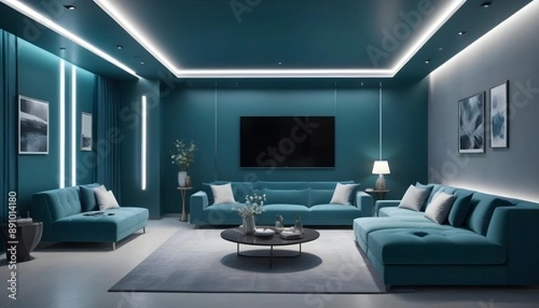 Fototapeta Photo interior modern design room 3d illustration