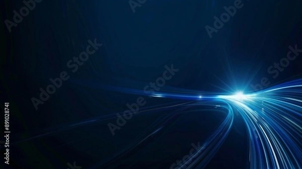 Fototapeta Blue Tech Luminescence: 1080P High-Precision Curved Light Effect Background, Simplistic Blue Curve Design with Strong Technological Sensibility for Graphic Design Projects
