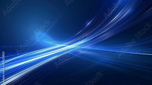 Fototapeta Blue Tech Luminescence: 1080P High-Precision Curved Light Effect Background, Simplistic Blue Curve Design with Strong Technological Sensibility for Graphic Design Projects