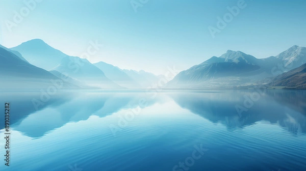 Fototapeta 山々に囲まれた湖