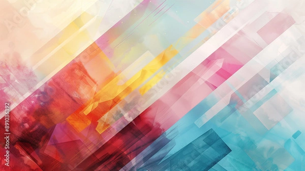 Fototapeta 水彩画で描かれたカラフルな背景