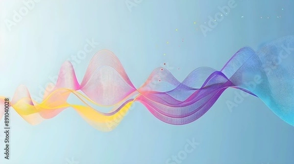 Fototapeta Modern line chart with smooth curves and bright colors, displayed on a light blue background