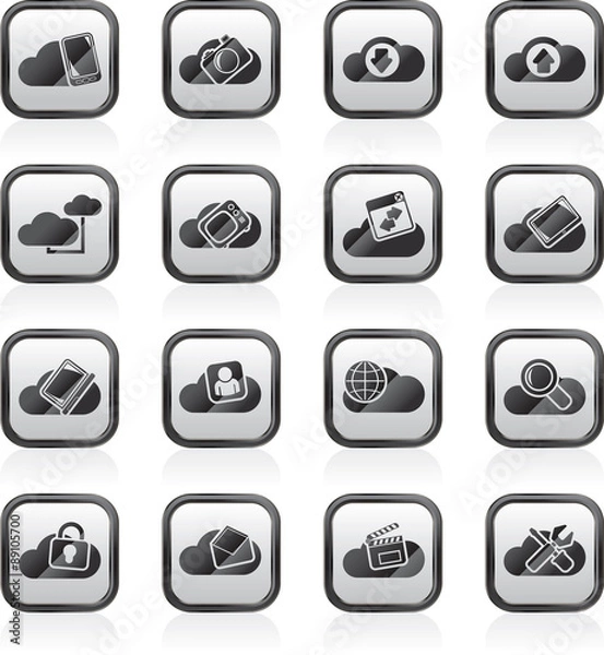 Fototapeta cloud services and objects icons - vector icon set