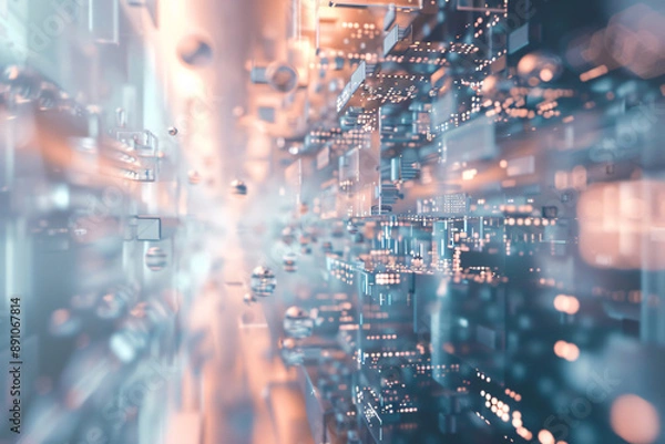Fototapeta Abstract background and texture of science and future technology backgrounds. Generative AI