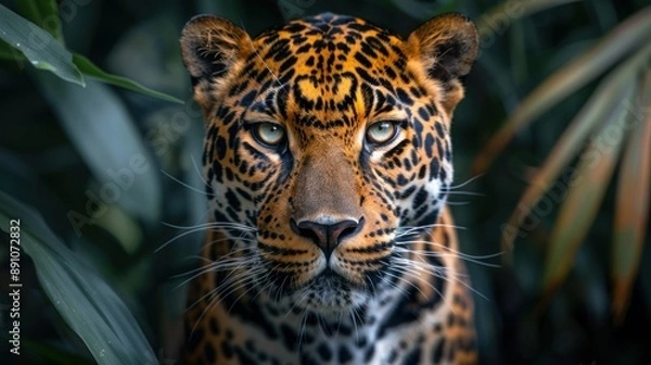 Fototapeta Leopard Staring Intensely in the Jungle