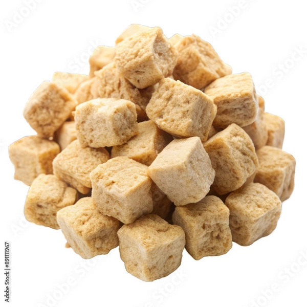 Fototapeta Soya protein chunks isolated on transparent background